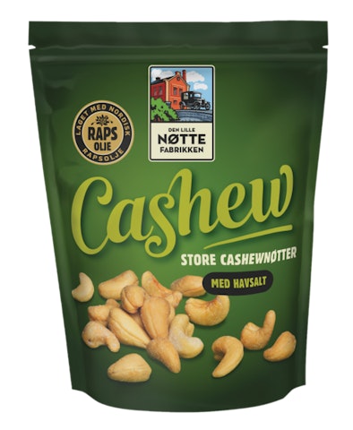 Den lille nøttefabrikken paahdetut cashewpähkinät 280g merisuola