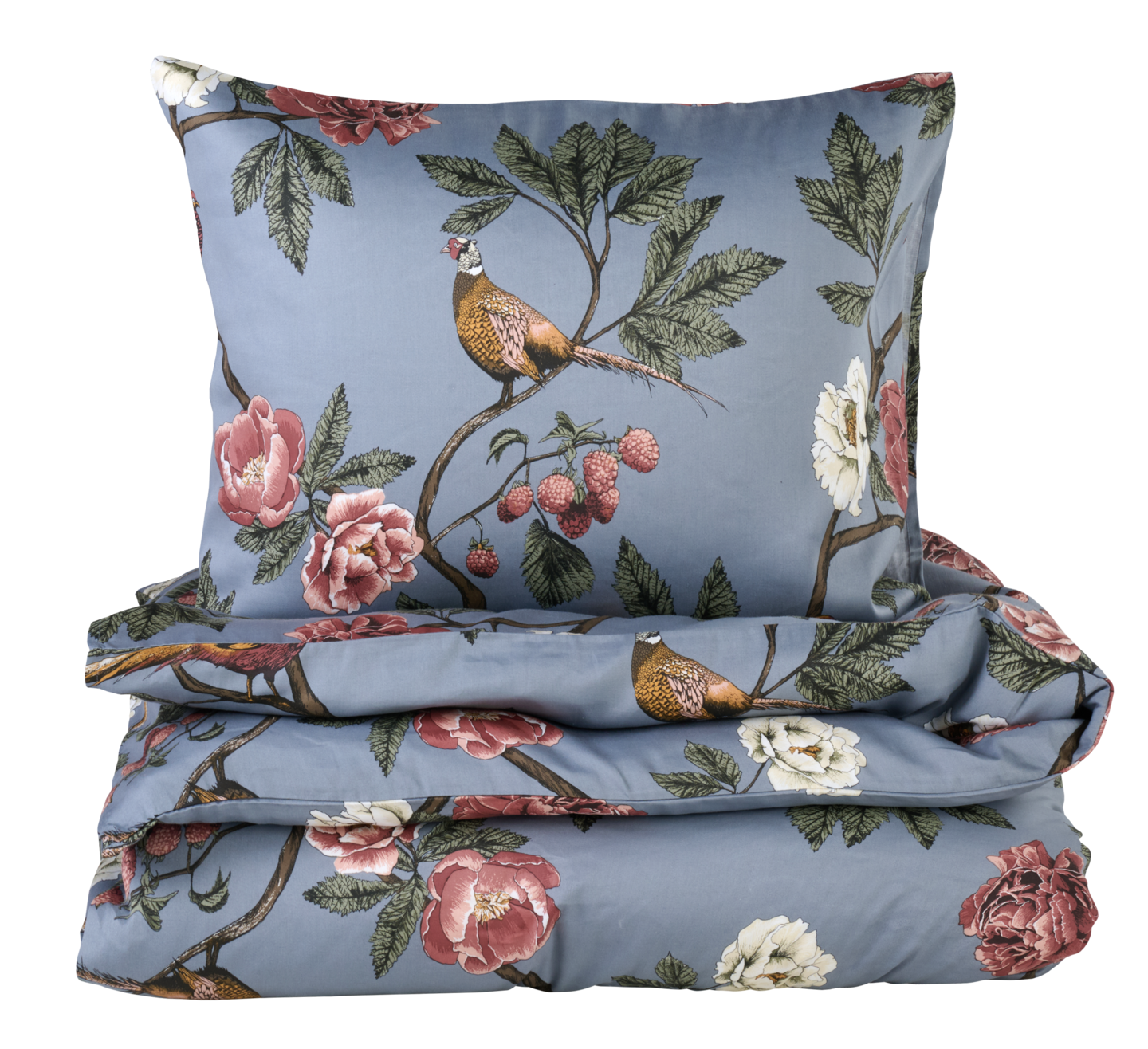 Hemtex 24h Fasan satiini pussilakanasetti 150x210 cm sininen