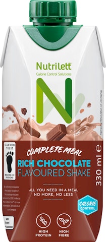 Nutrilett 330 ml Rich Chocolate 30 % vähemmän sokeria Smoothie ateriankorvike
