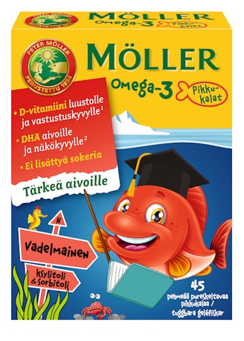 Möller Omega-3 Pikkukalat vadelma 45kpl