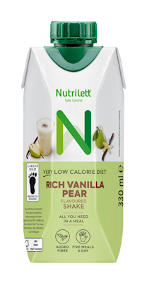 Nutrilett VLCD Rich Vanilla Pear Flavoured shake Valmis pirtelö 330ml