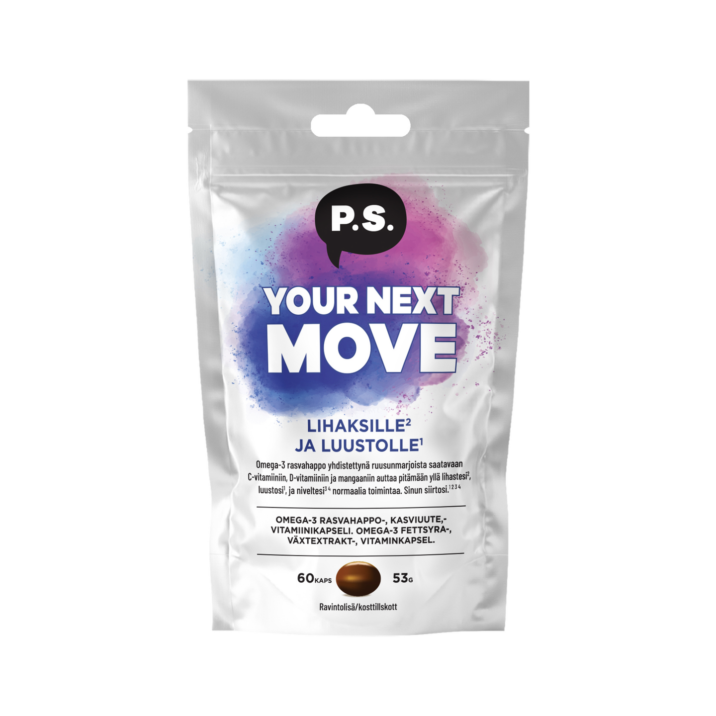 P.S. YOUR NEXT MOVE Omega-3 rasvahappo-, kasviuute 60kaps 53g