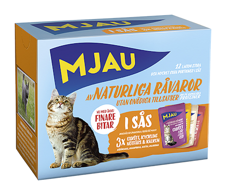 Mjau lajitelma liha kastikkeessa 12x85g kissanruoka