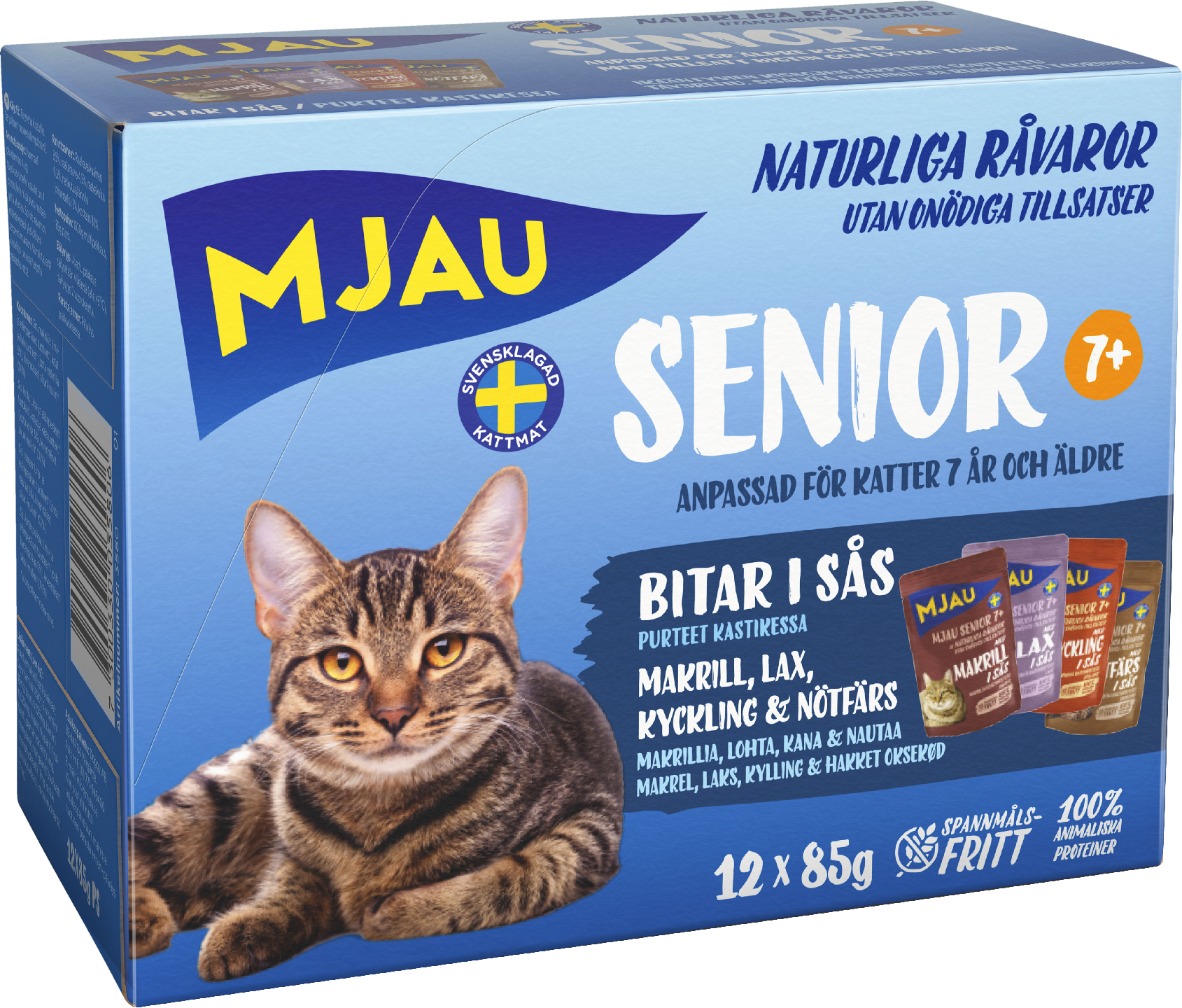 Mjau Senior kissanruoka kastikkeessa 12x85g lajitelma