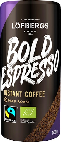 Löfbergs Bold Espresso Instant pikakahvi 100 g Reilu kauppa, luomu