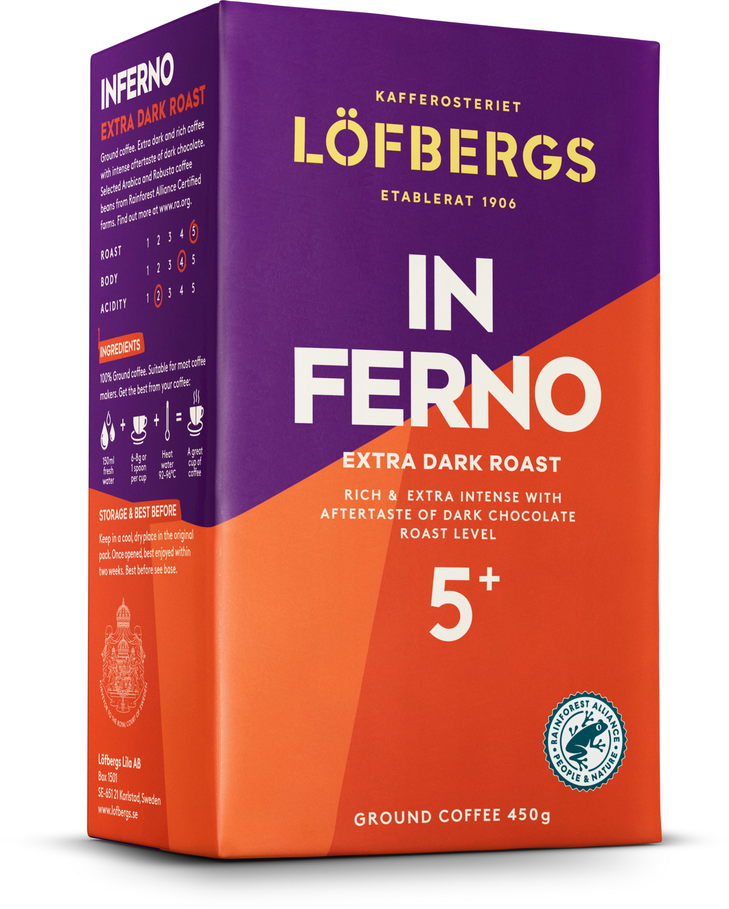 Löfbergs Inferno Erittäin tumma Suodatinkahvi 450g rfa QPA