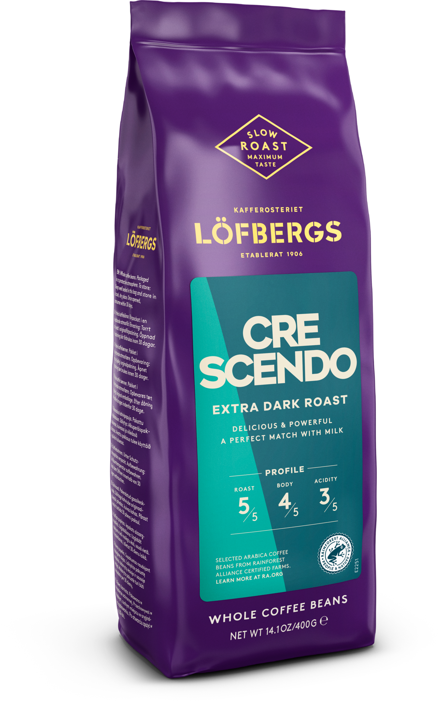 Löfbergs Crescendo papukahvi 400g erittäin tumma paahto Rainforest Alliance