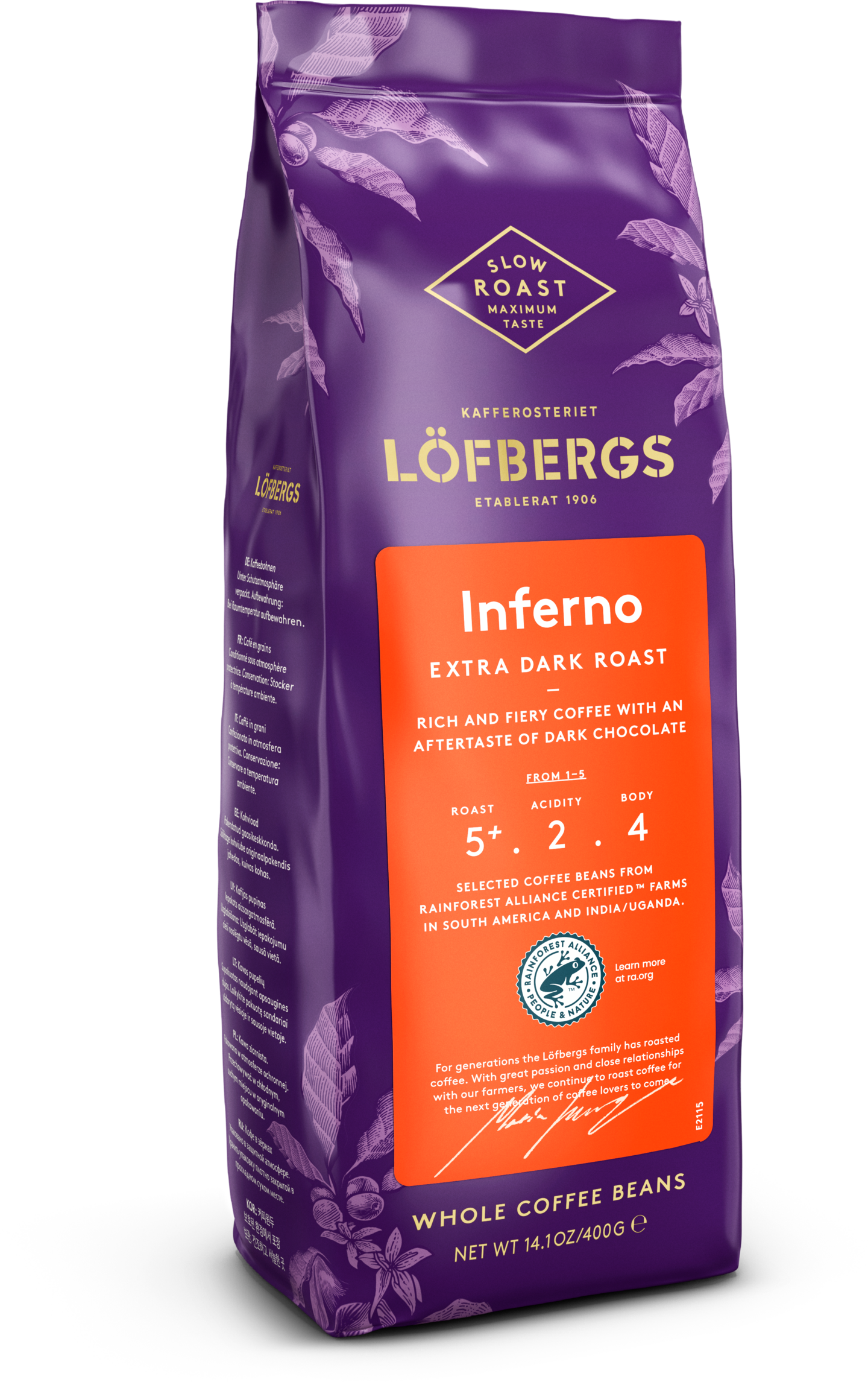 Löfbergs Inferno Extra Dark Roast Papukahvi 400 g RFA