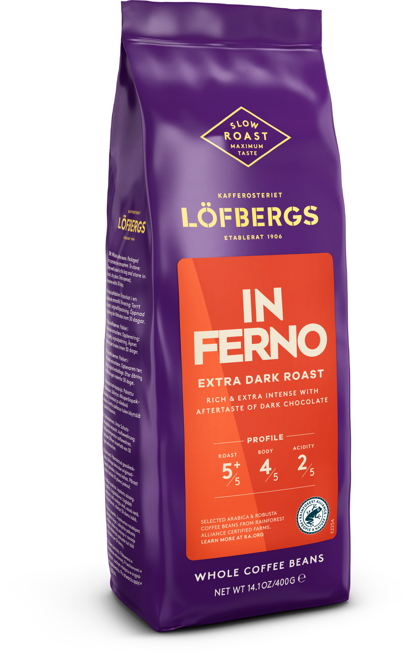 Löfbergs Inferno Extra Dark Roast Papukahvi 400 g RFA