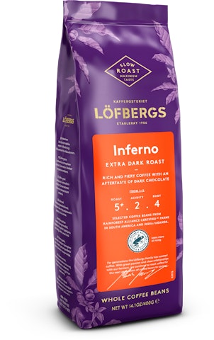 Löfbergs Inferno Extra Dark Roast Papukahvi 400 g RFA