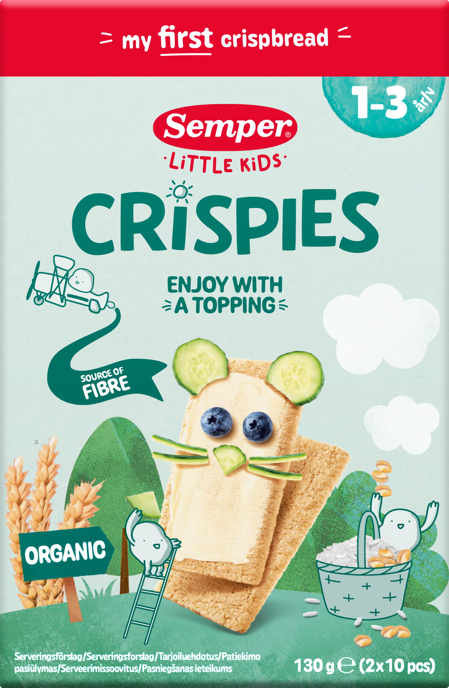 Semper Crispies lasten näkkileipä 130g 1-3 v. luomu