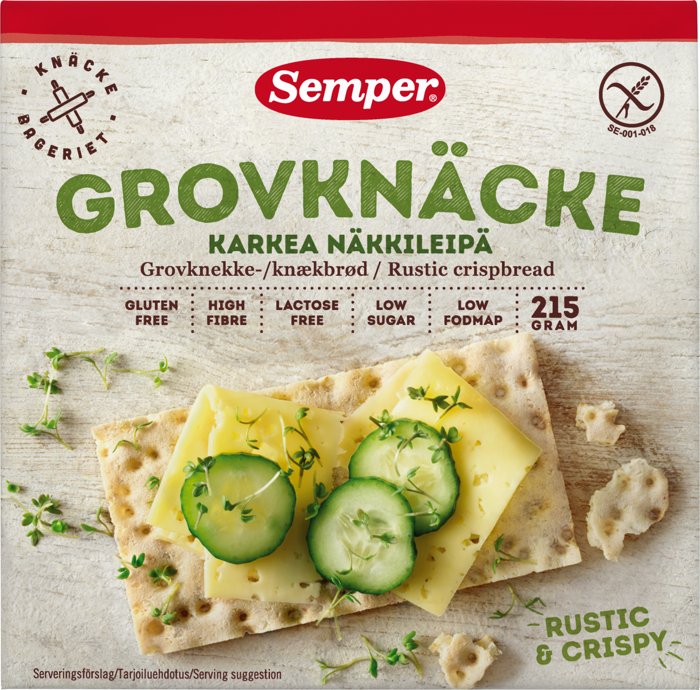 Semper Karkea näkkileipä 215g gluteeniton