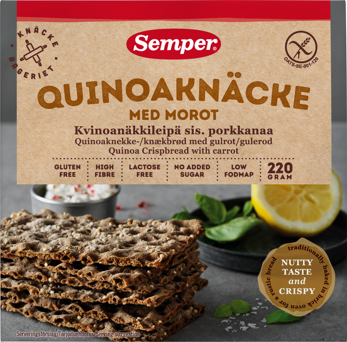 Semper 220g Kvinoanäkkileipä gluteeniton