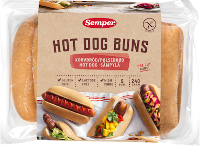 Semper Hot Dog Sämpylät 240g gluteeniton