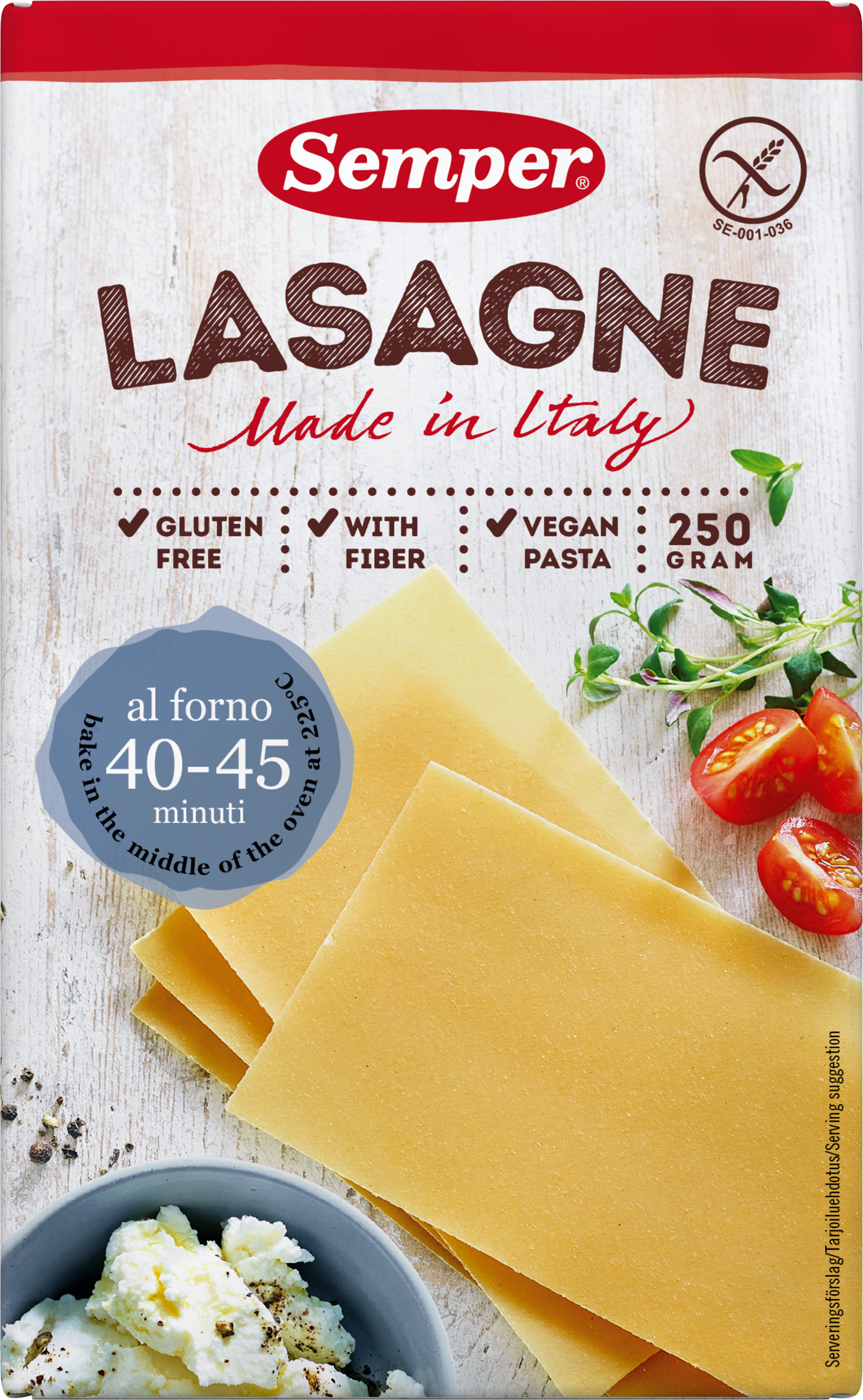 Semper Gluteeniton Lasagne 250g