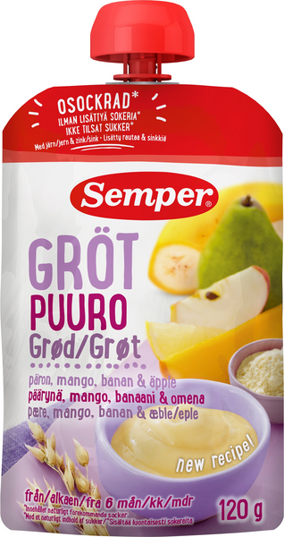 Semper 120g Puuro päärynä & mango alkaen 6 kk