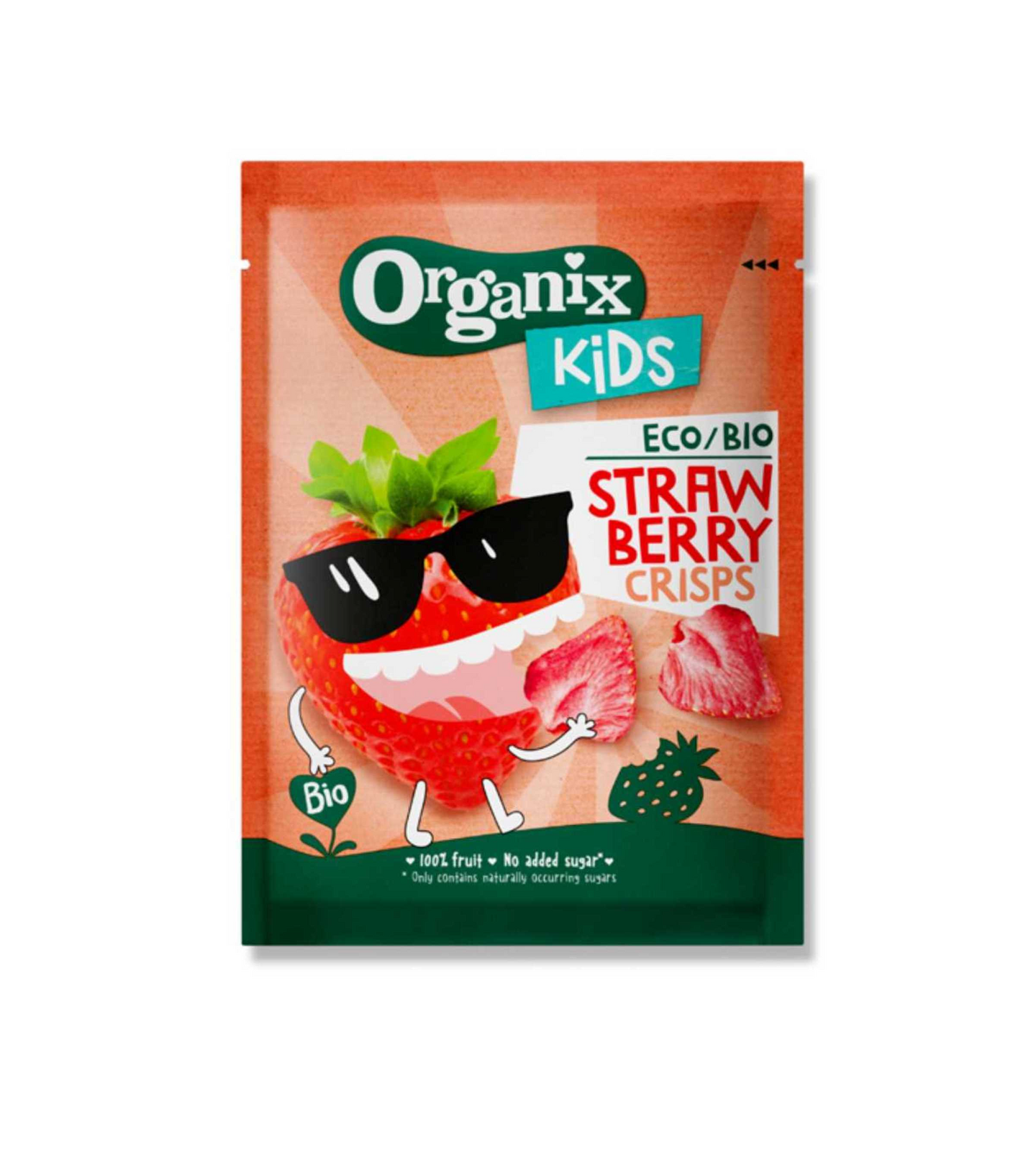Organix Kids Strawberry chips pakastekuivattuja luomumansikkalastuja 12g