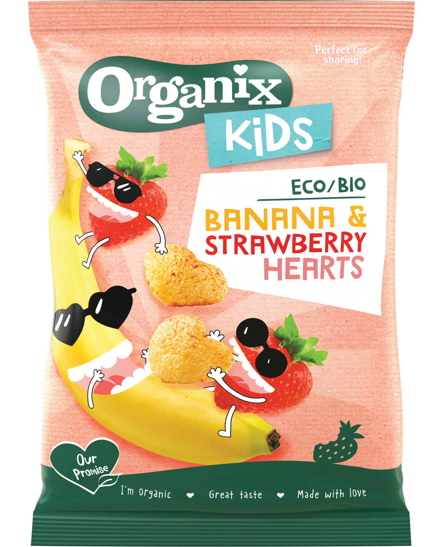 Organix Kids Banaani & mansikka maissinaksut 30g luomu