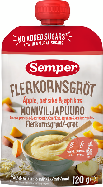 Semper Moniviljapuuro Omena, persikka & aprikoosi 120g alkaen 8 kk  käyttövalmis lastenpuuro | K-Ruoka Verkkokauppa