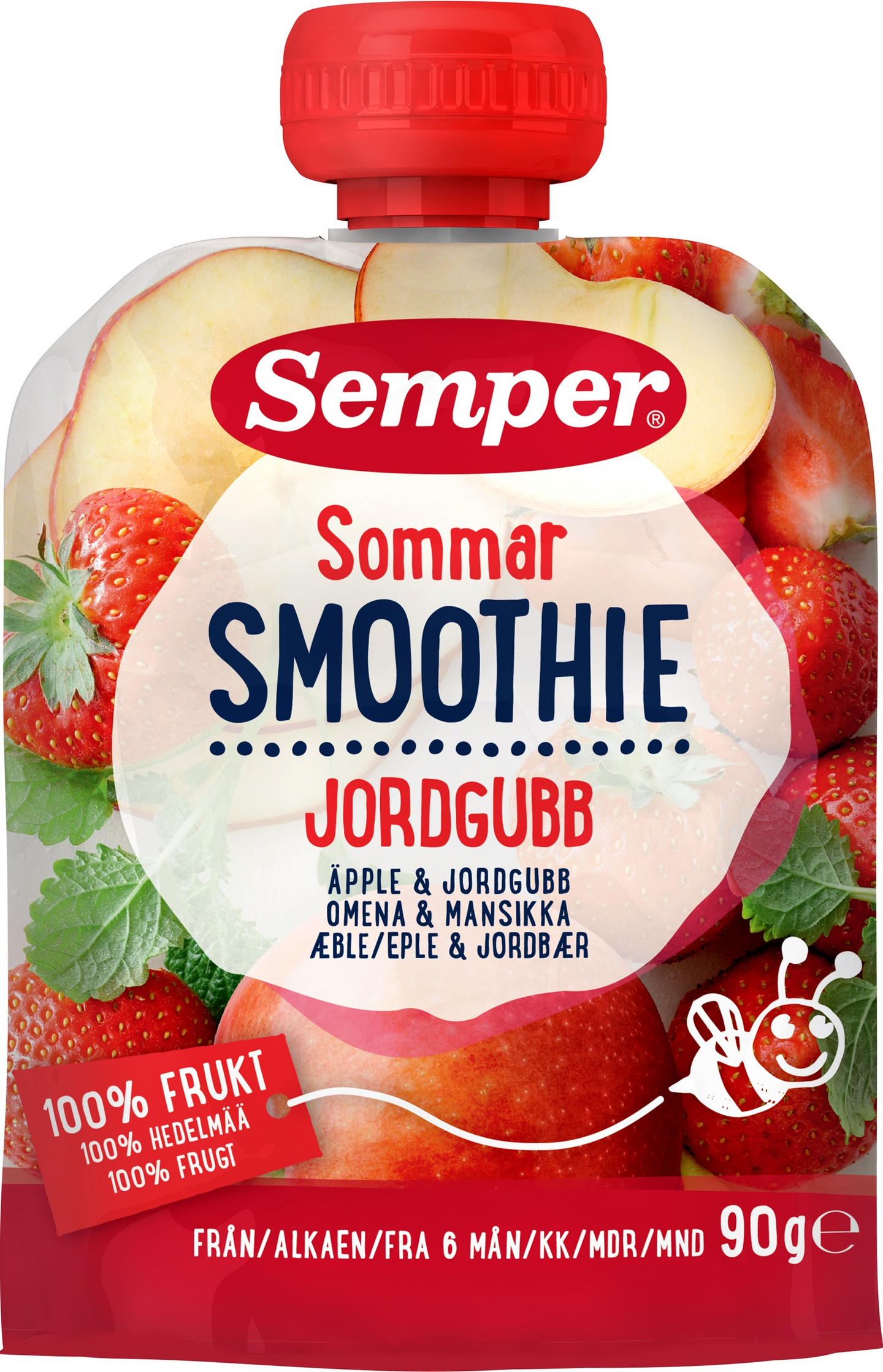 Semper Smoothie Sommar Omenaa ja mansikkaa 90g alkaen 6 kk lasten hedelmäsose