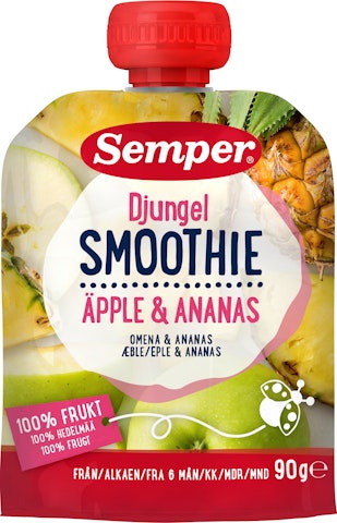 Semper 90g Smoothie Djungel omenaa ja ananasta alkaen 6 kk täyshedelmäsose