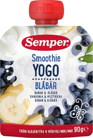Semper Smoothie 90g banaania, jogurttia ja mustikkaa alkaen 6 kk