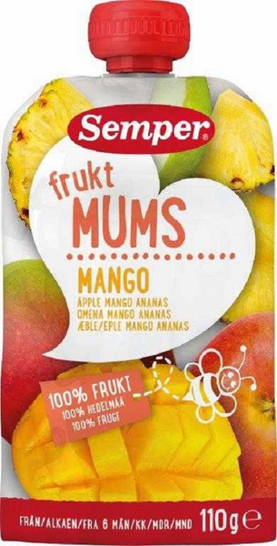 Semper Fruktmums 110g mango omena ananas 6kk