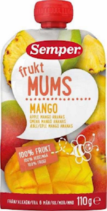 Semper Fruktmums 110g mango omena ananas 6kk