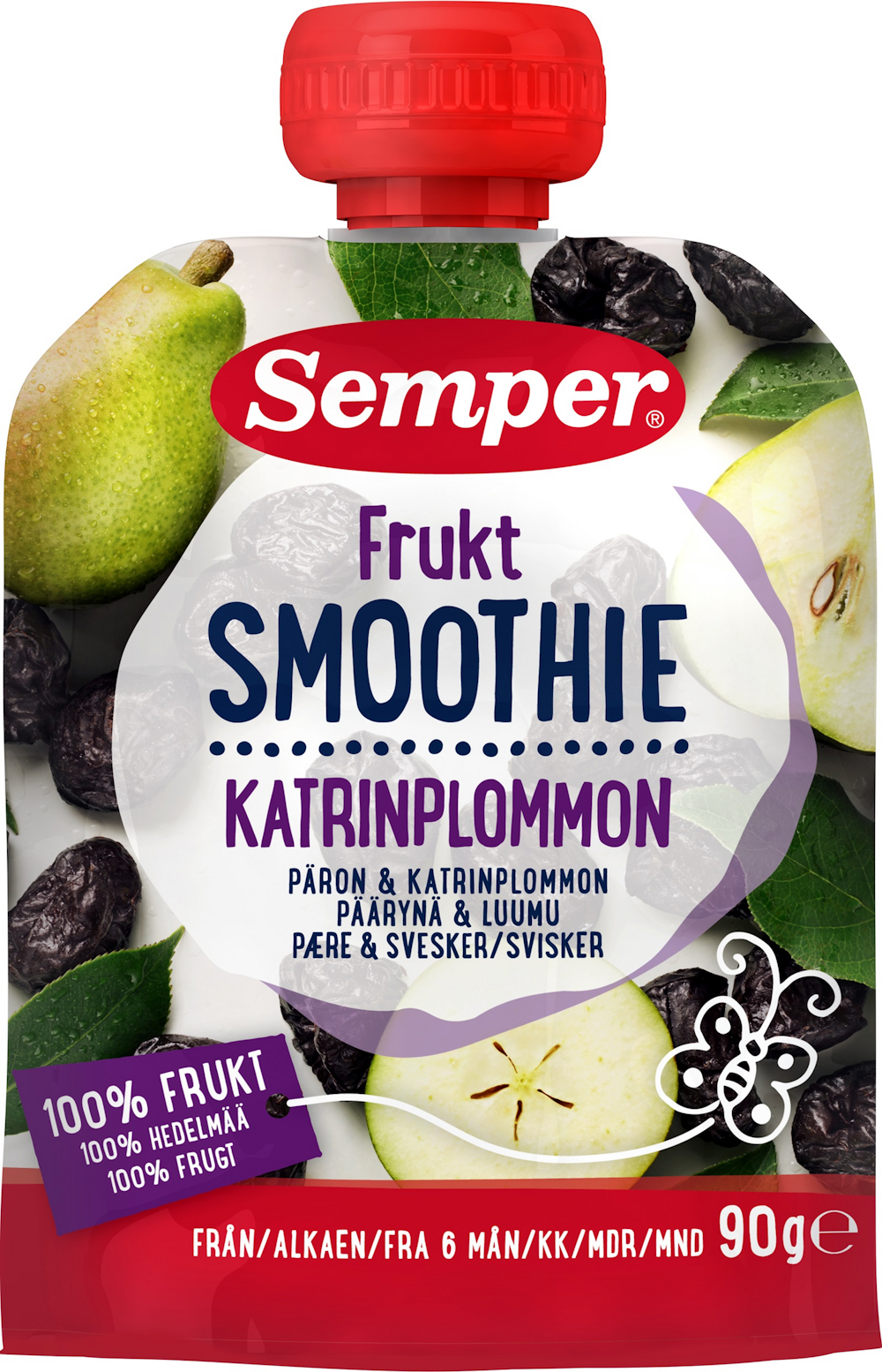 Semper Frukt smoothie päärynä luumu 90g 6kk — HoReCa-tukku Kespro