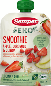 Semper Luomu Smoothie omena, mansikka & kvinoa 100g alkaen 6kk