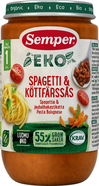 Semper EKO Pastaa ja jauhelihakastiketta alkaen 1 v luomuateria 235g |  K-Ruoka Verkkokauppa