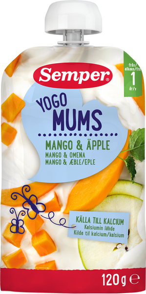 Semper Yogomums Mango & Omena  jogurtti hedelmäsose 120g 12kk