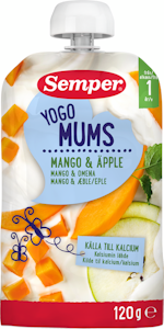 Semper Yogomums Mango & Omena  jogurtti hedelmäsose 120g 12kk