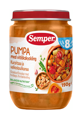 Semper Kurpitsaa ja valkosipulikanaa lastenateria 190g alkaen 8 kk