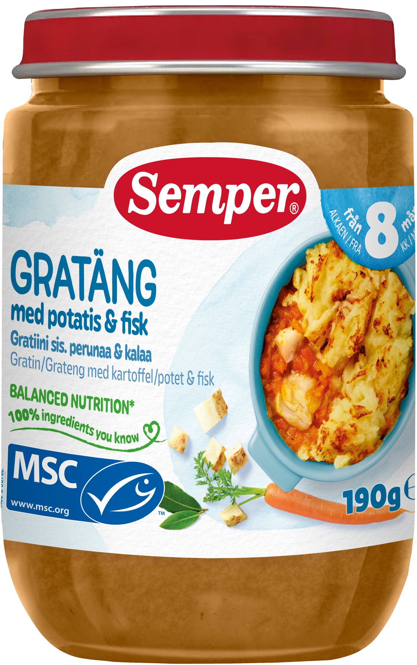 Semper Gratiini sis. perunaaa & kalaa 190g 8kk
