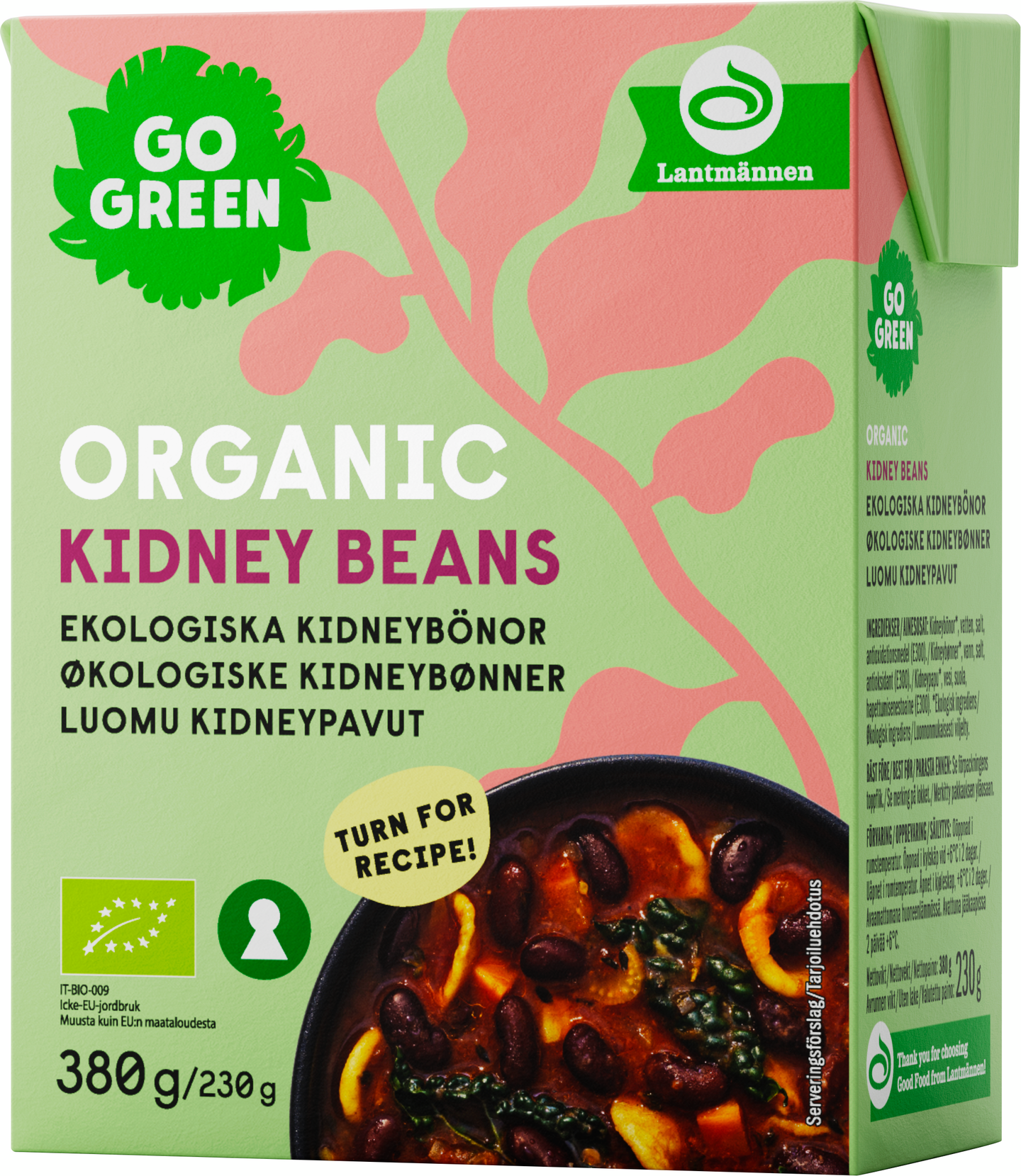 GoGreen Luomu kidneypavut 380 g/230 g