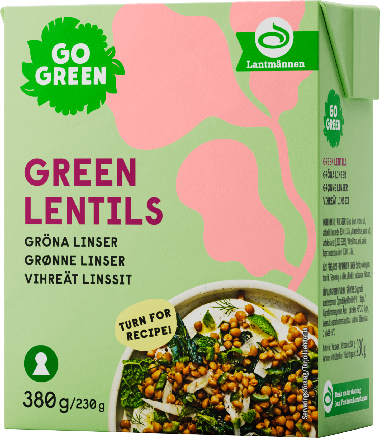 GoGreen Vihreät linssit 380 g/230 g