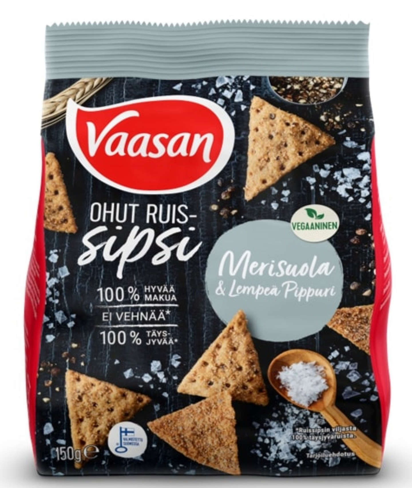 Vaasan Ohut Ruissipsi Merisuola & Lempeä pippuri 150g