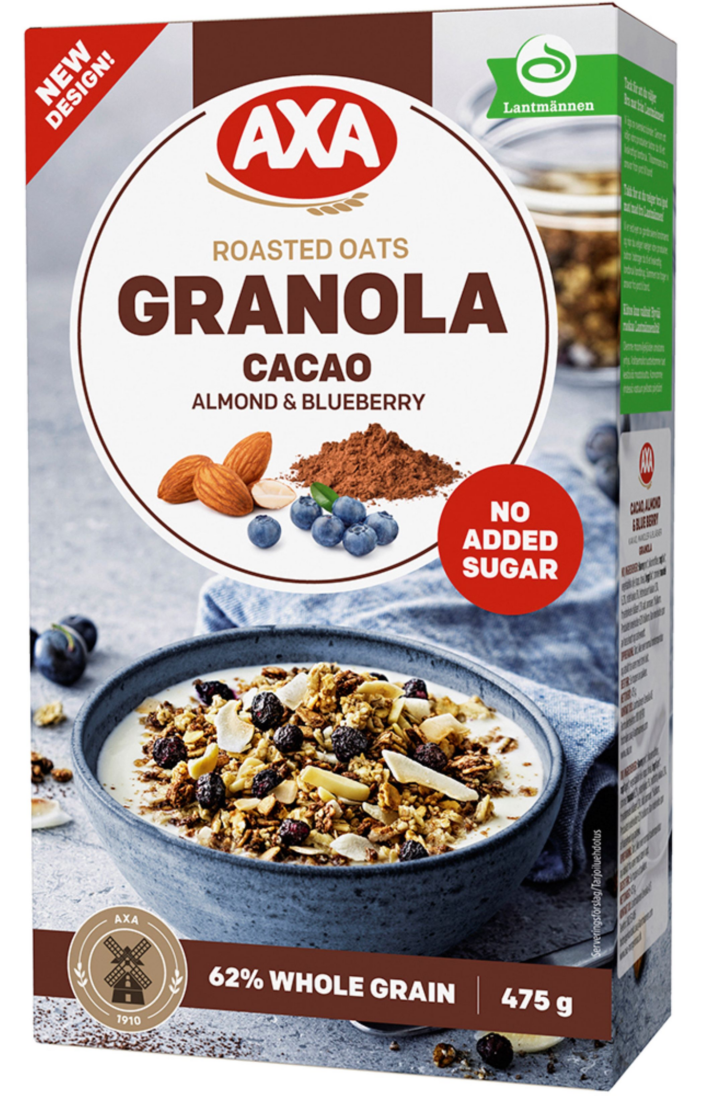 AXA granola kaakao, manteli & mustikka 475g