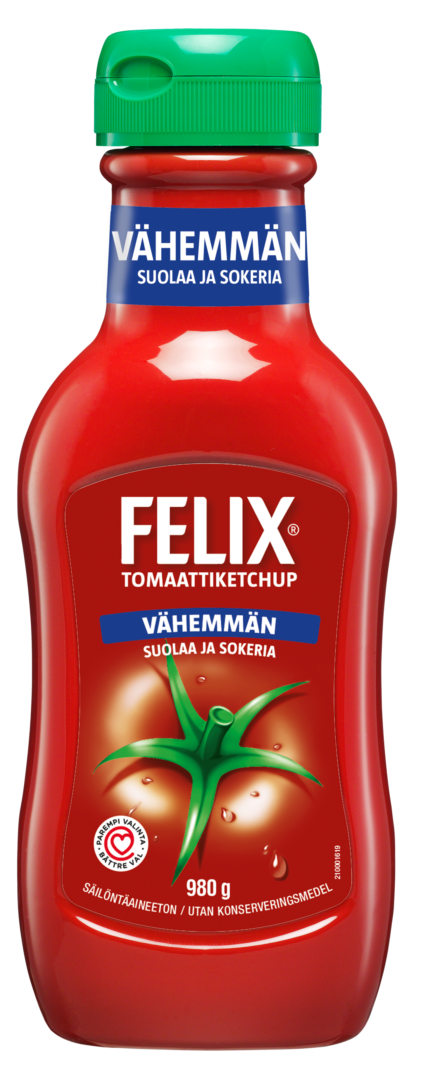 Felix ketchup, vähemmän suolaa ja sokeria 980g