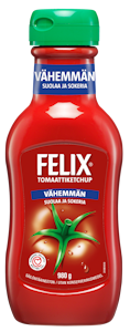 Felix ketchup, vähemmän suolaa ja sokeria 980g