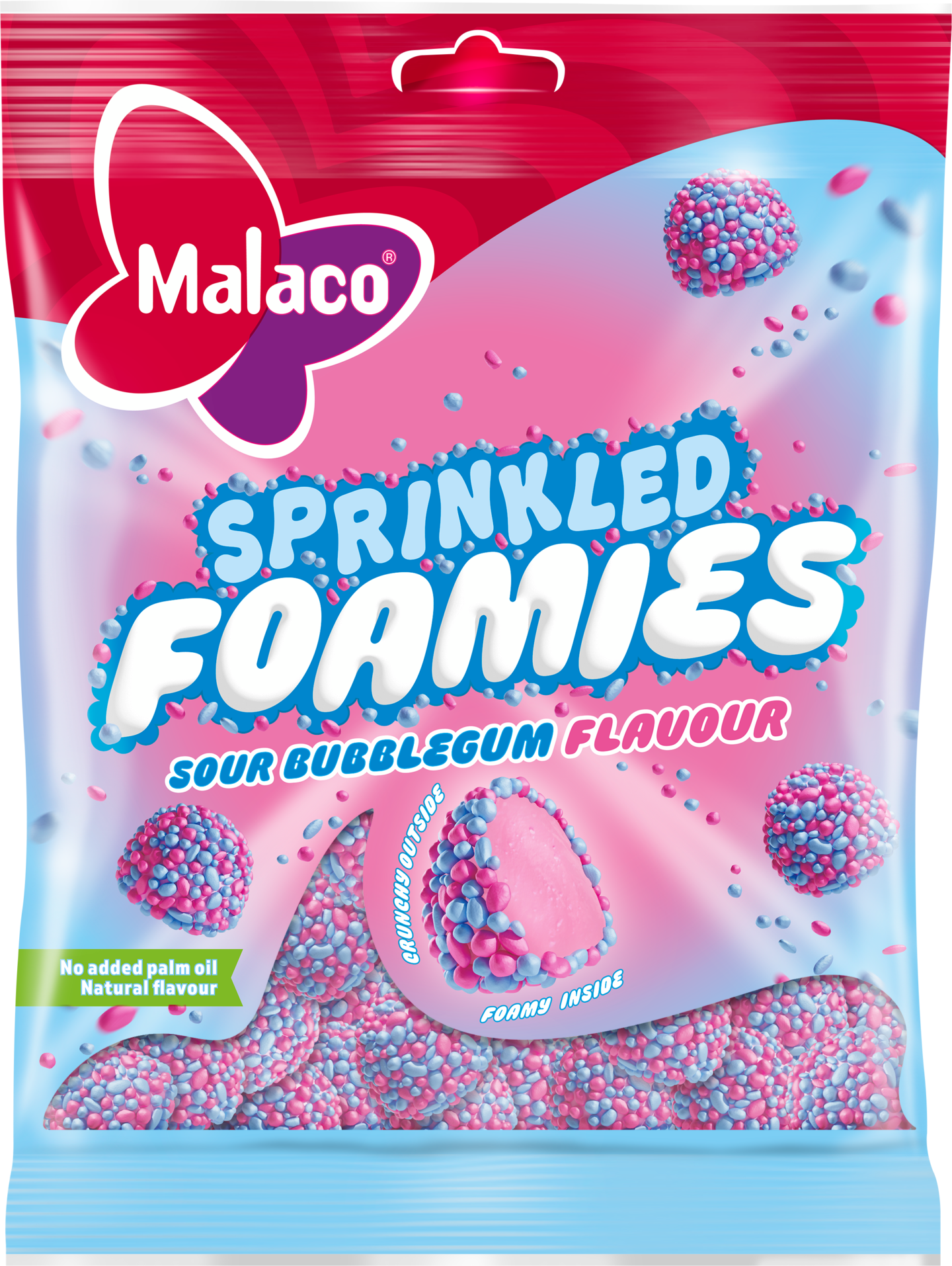 Malaco Sprinkled Foamies Sour Bubblegum makeinen 110g