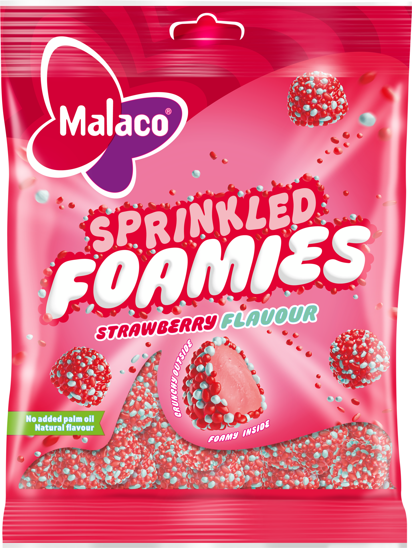 Malaco Sprinkled Foamies Strawberry makeinen 110g