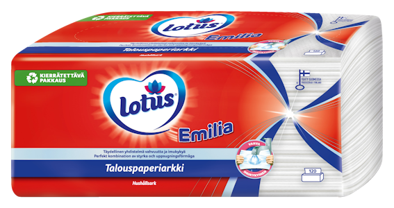 Lotus Emilia talouspaperiarkki c-fold 120 kpl