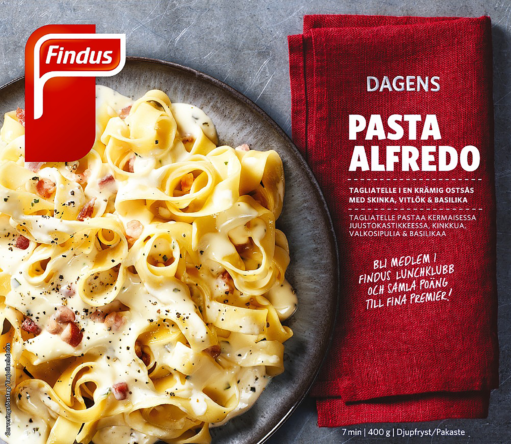 Findus Dagens pasta alfredo 400g pakaste | K-Ruoka Verkkokauppa