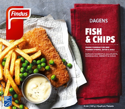 Findus Dagens 340g fish&chips MSC pakaste