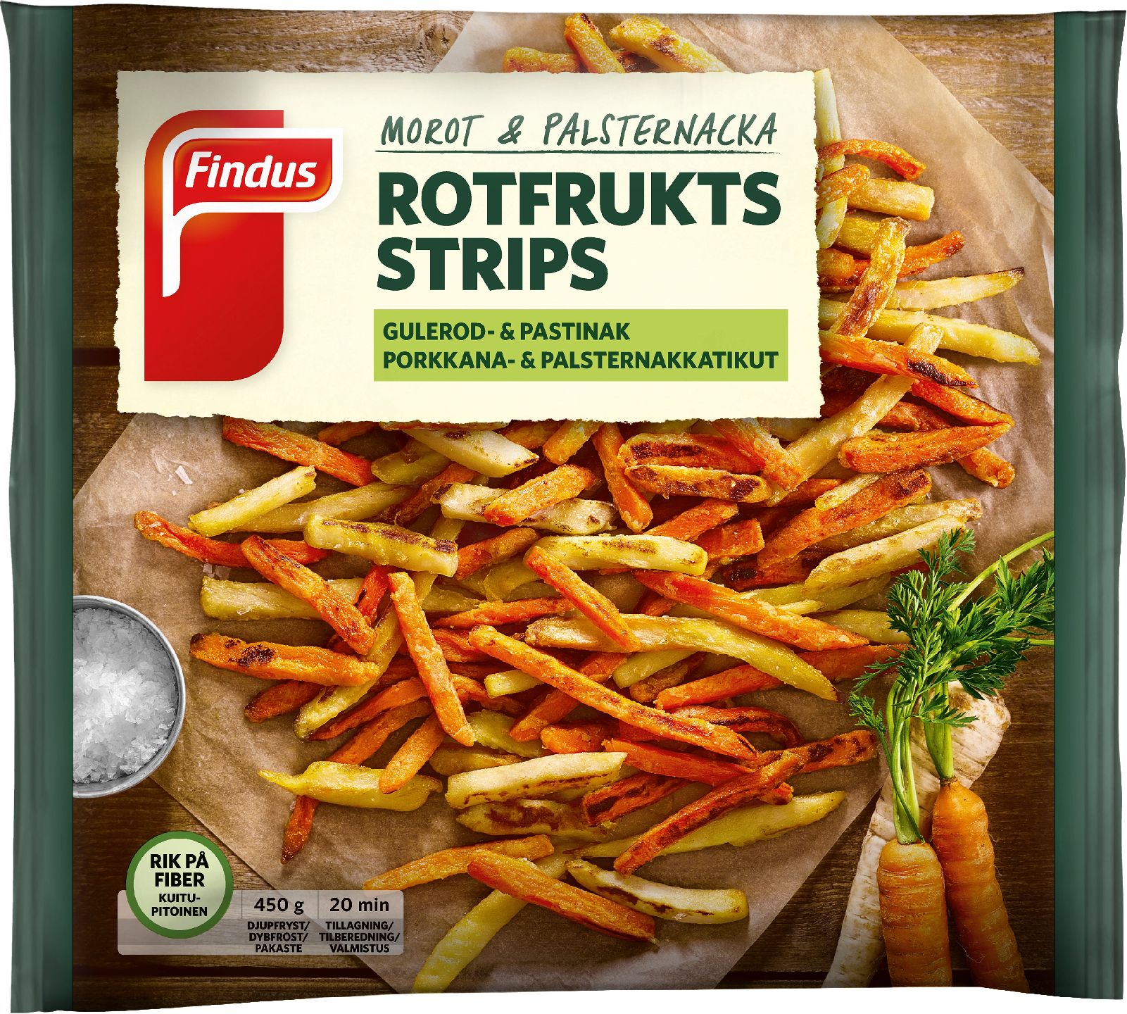 Findus porkkana ja palsternakkatikut 450g gluteeniton pakaste