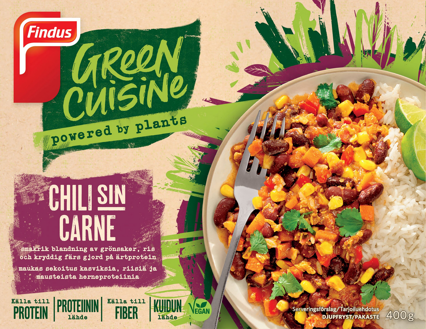 Findus Green Cuisine Chili sin carne 400g pakaste