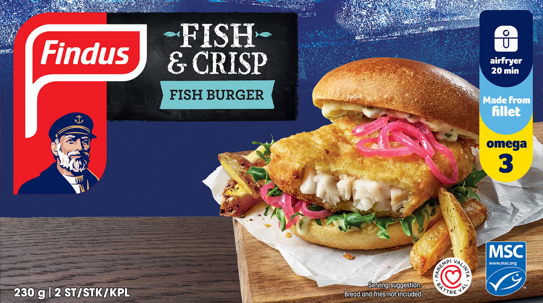 Findus Fish & Crisp kalaburgerpihvi 2kpl/230g MSC pakaste - HoReCa ...