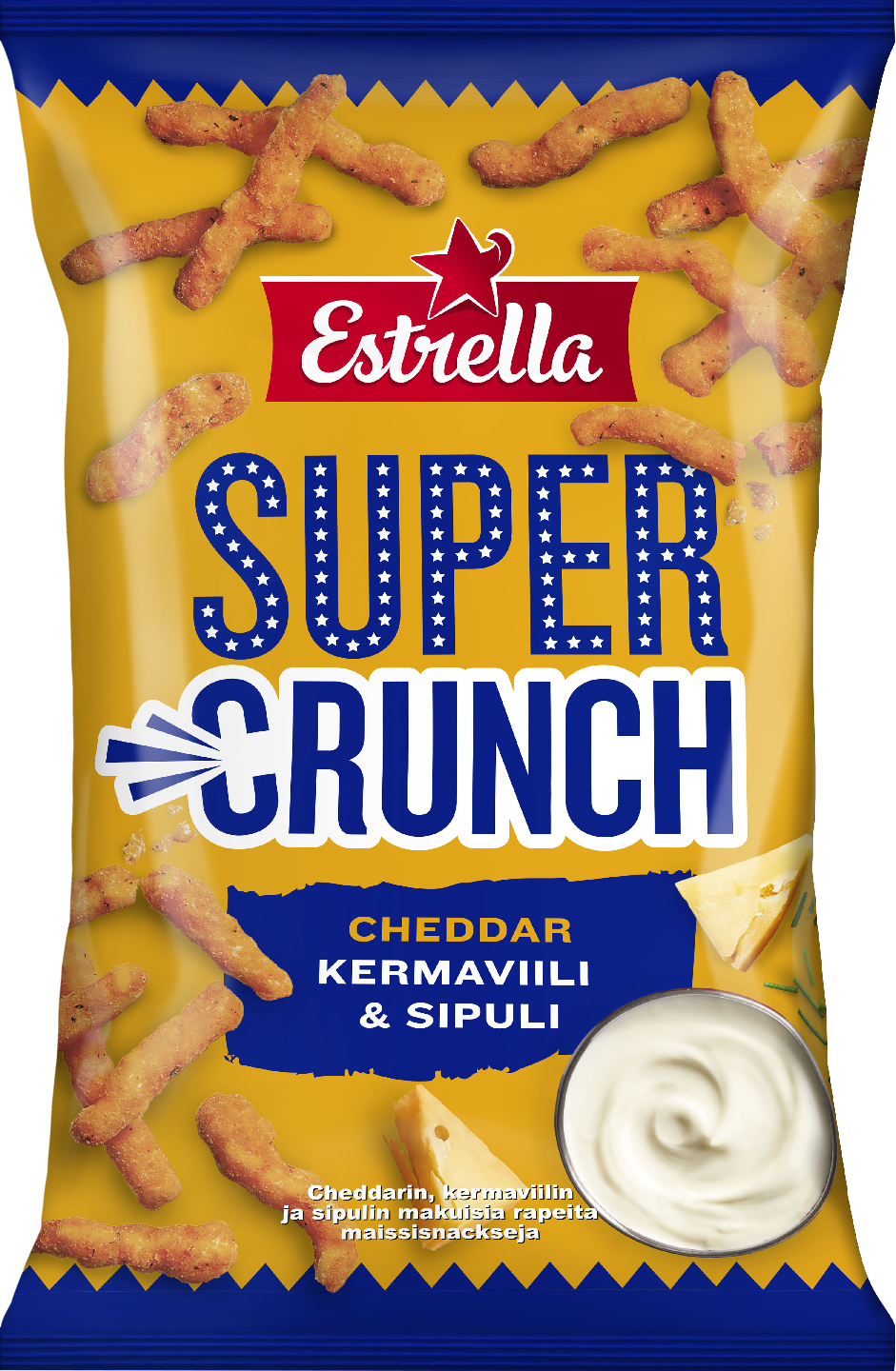 Estrella Super Crunch Cheddar 175g kermaviili sipuli